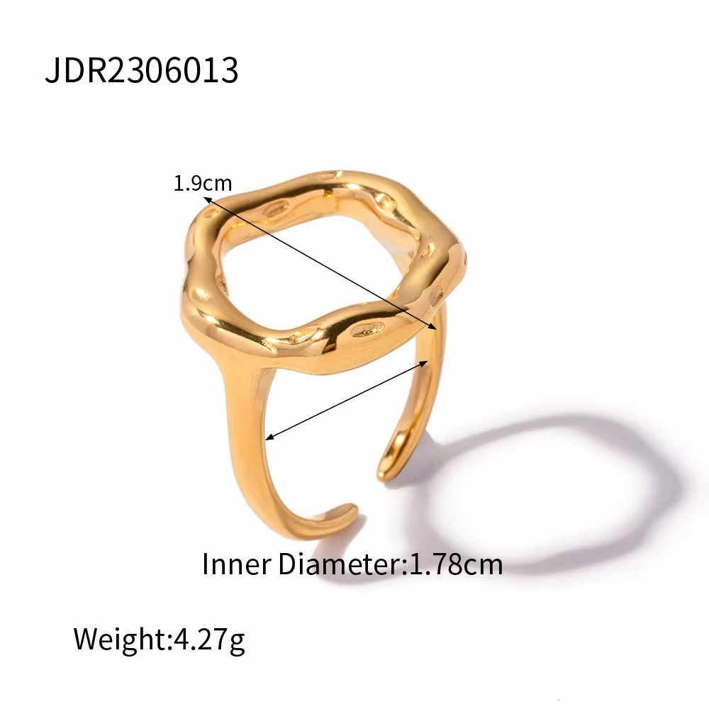 18K Gold Plated Irregular Circle Adjustable Ring - Picture 12 of 13